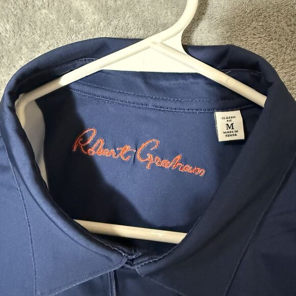 Robert Graham Martini Polo Shirt Medium Men Navy Blue Short Sleeve Golf Stretch - Picture 4 of 10